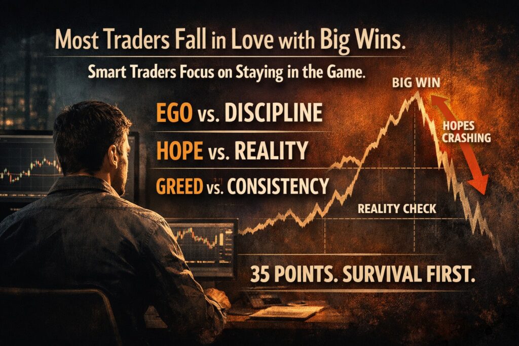 Trading desk with charts representing disciplined trading and market strategy.